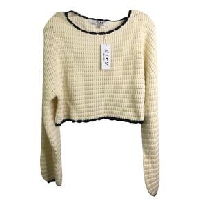 Grey Bandit Sweater Womens Sz XS Cream Cable Knit Long Sleeves Pullover NWT